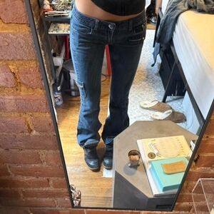 Women’s Dark Blue Denim Low-Rise Bootcut Jeans